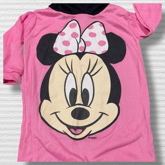 Vintage 80s 90s Disney Babies Minnie Mouse Pink Hooded Footie Sleeper Pajama 12M - Picture 2 of 9